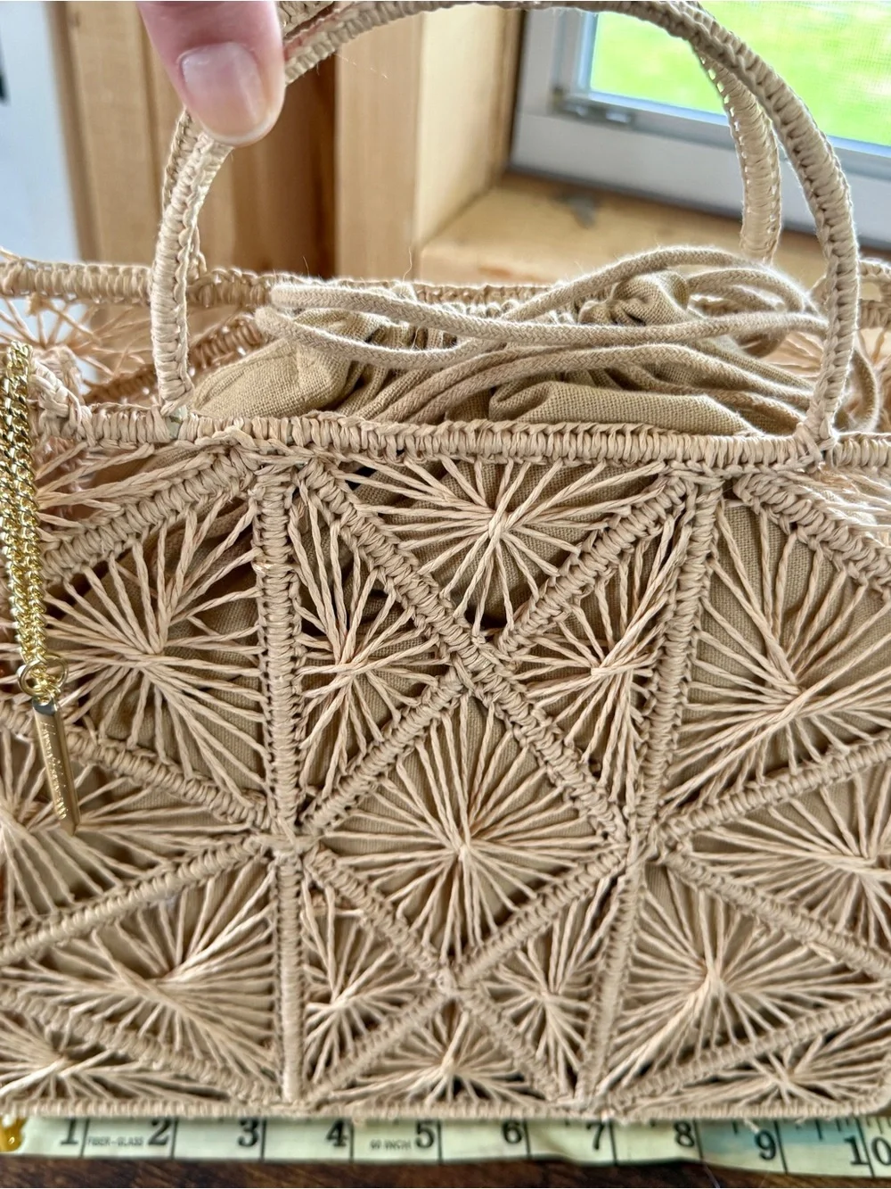 House of Harlow 1960 Beige Macramé Satchel - Picture 1 of 11